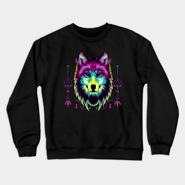 wolf popart head Crewneck Sweatshirt by SHINIGAMII